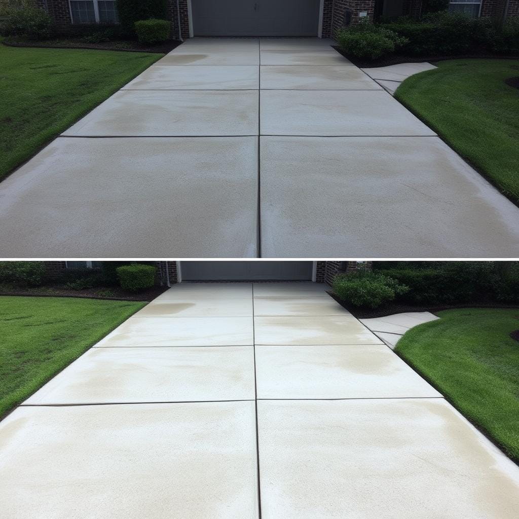Pressure washing concrete surfaces around a League City home Pressure washing concrete surfaces around a League City home