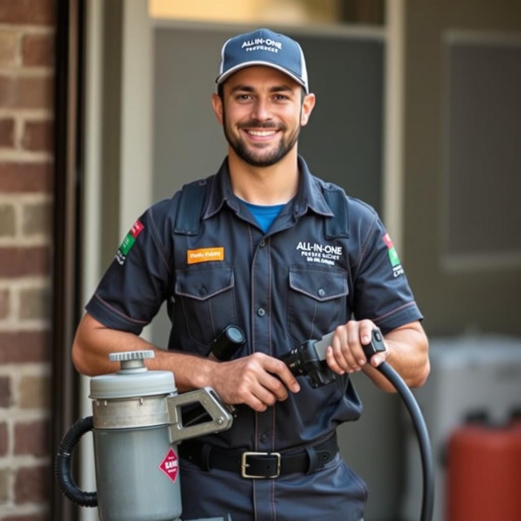 Professional house washing technician in League City with proper equipment Professional house washing technician in League City with proper equipment