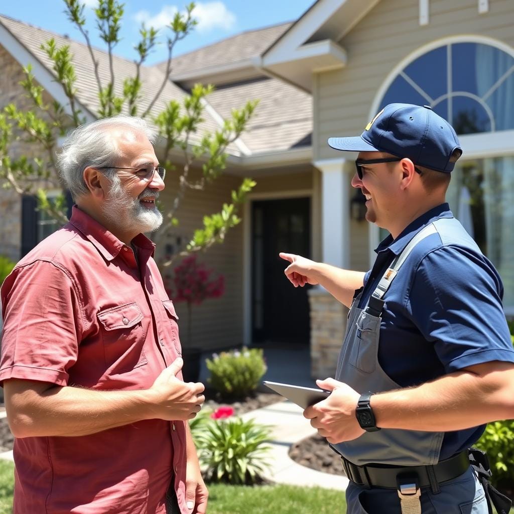 Satisfied customer reviewing completed house washing in League City Satisfied customer reviewing completed house washing in League City