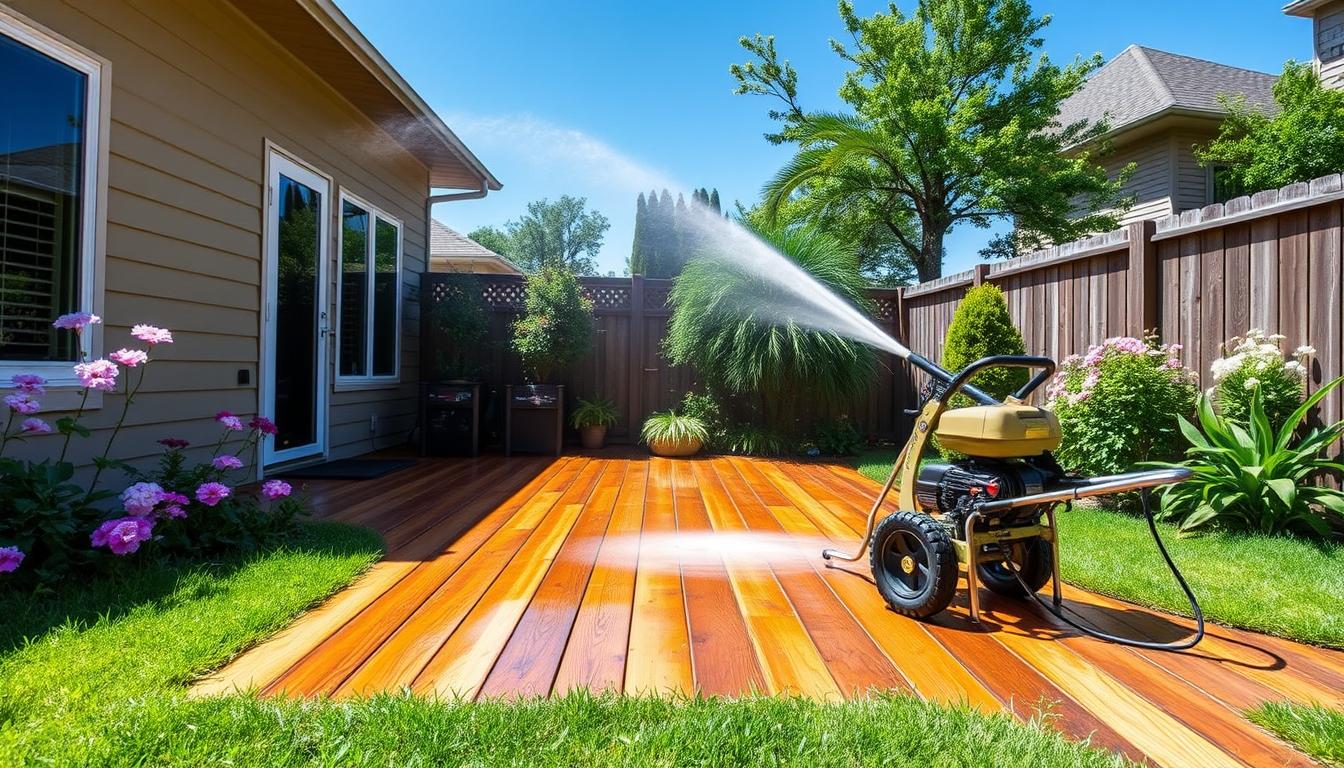 clean and stain deck